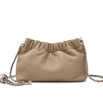 Women's Popular Chain Bag High-end Pleated Leather Shoulder Crossbody Bag