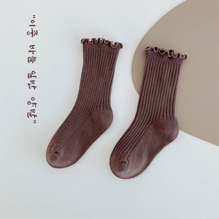 Wholesale 2 Pairs Kids Autumn Combed Cotton Edge Mid-calf Socks