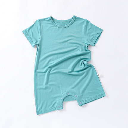 Newborn Baby Summer Thin Modal Short Sleeve Solid Color Romper