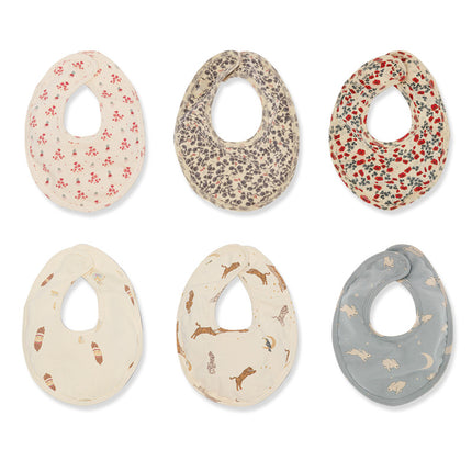 Wholesale Infants Baby Cotton Floral Round Towel Hidden Buckle Bib 3-Pack