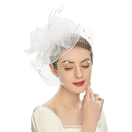 Wholesale Bridal Headdress Hair Accessories Veil Hairpin Mesh Top Hat Wedding Headband