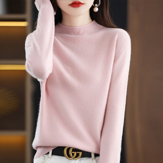Women's 100% Wool Pure Slim Fit Half Turtleneck Sweater