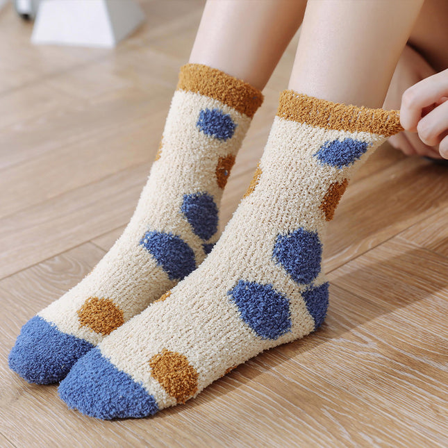 Wholesale Women's Autumn Winter Coral Fleece Thickened Velvet Mid-calf Cute Plush Floor Socks