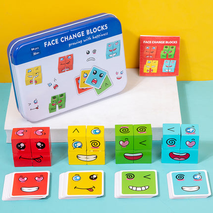 Wholesale Children's Wooden Face-changing Rubik's Cube Building Blocks Matching Board Game Toys