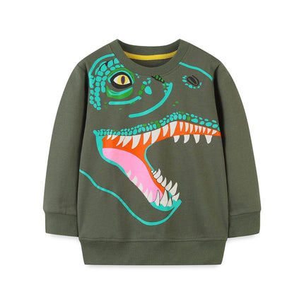 Wholesale Boys Autumn Hoodies Dinosaur Print Long Sleeve Pullover Top