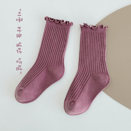 Wholesale 2 Pairs Kids Autumn Combed Cotton Edge Mid-calf Socks