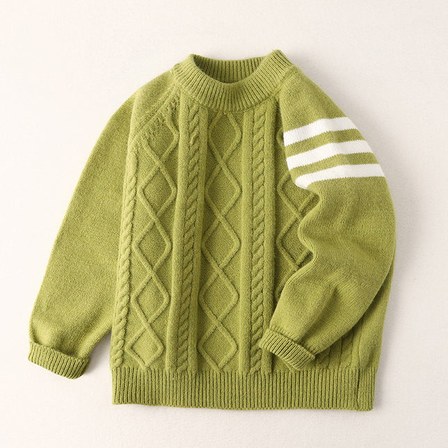 Wholesale Boys Autumn Winter Three Stripes Solid Color Pullover Sweater