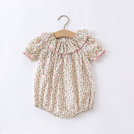 Newborn Baby Girls Floral Romper Infant Short-sleeved Bodysuit