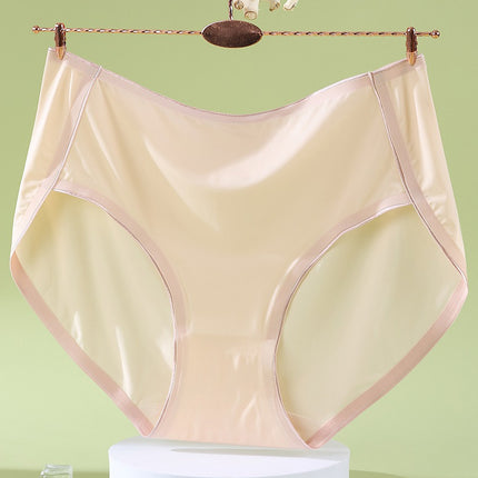 Women's Summer Ice Silk Plus Size High Waist Seamless Antibacterial Briefs