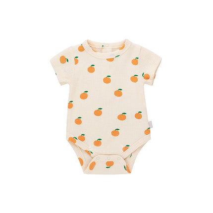 Infants Short Sleeve Bodysuit Newborn Baby Summer Waffle Triangle Romper