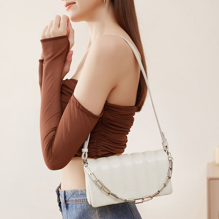 Women's Spring and Summer Genuine Leather High-end One-shoulder Cross-body Chain Cowhide Bag