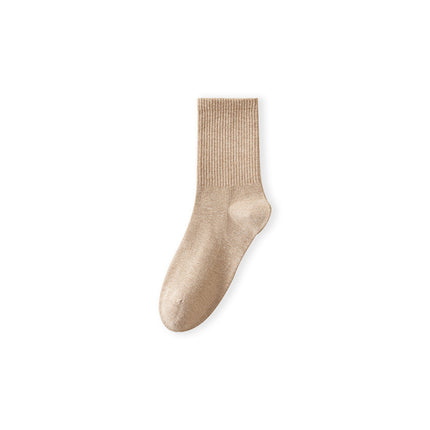 Men's Fall Winter Solid Color Antibacterial Deodorant Cotton Mid-calf Socks