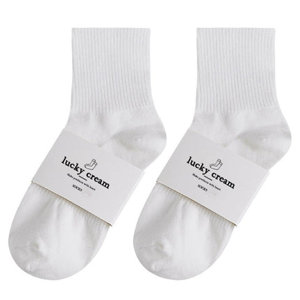 Wholesale women's/men's spring cotton sweat-absorbent sports socks mid-calf socks 