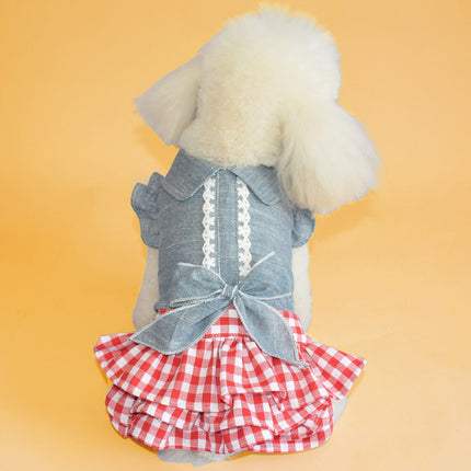 Teddy Dog Pet Denim Dress Dog Spring Summer Thin Breathable Princess Dress