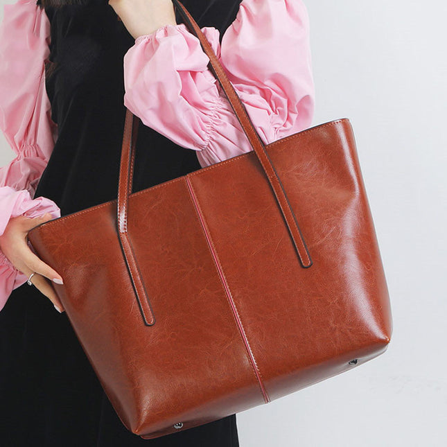 Women's Fashion Shoulder Bag Tote Bag Leather Handheld Large Capacity Bag 