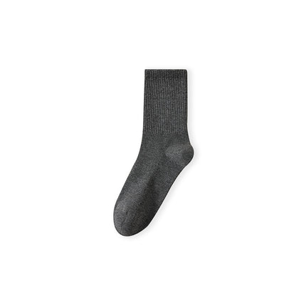 Men's Fall Winter Solid Color Antibacterial Deodorant Cotton Mid-calf Socks