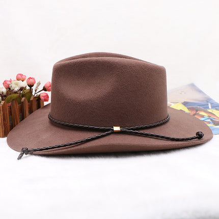 Wholesale Men's Autumn and Winter Woolen Cowboy Hat Bow Jazz Hat 