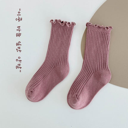 Wholesale 2 Pairs Kids Autumn Combed Cotton Edge Mid-calf Socks