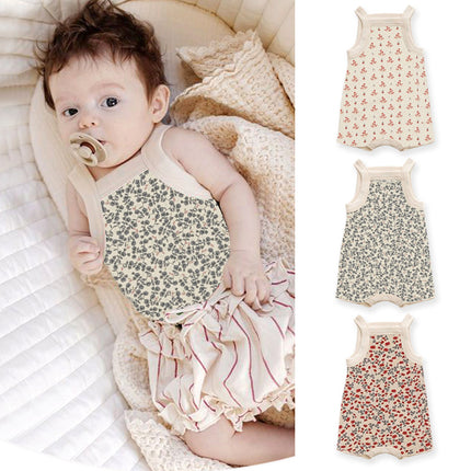 Infant Floral Sling Romper Newborn Baby Summer Shorts Jumpsuit