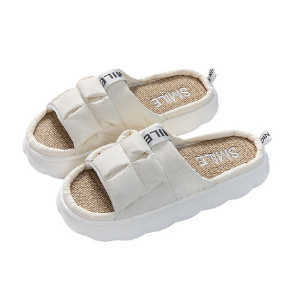 Wholesale Spring  Autumn Home Thick-soled Anti-slip Linen Slippers 