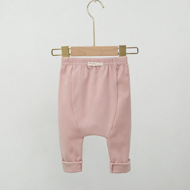 Infant Baby Solid Color Spring Casual Cotton Big PP Fleece Pants