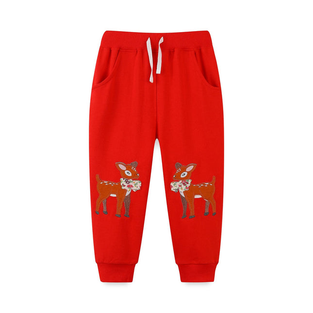 Wholesale Autumn Children's Cartoon Deer Embroidered Sports Joggers