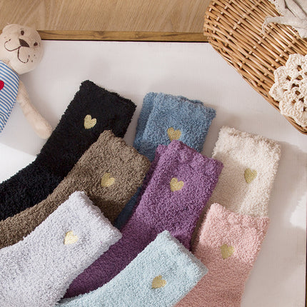 Wholesale Women's Winter Cute Mid-calf Socks Thickened Warm Embroidered Floor Socks