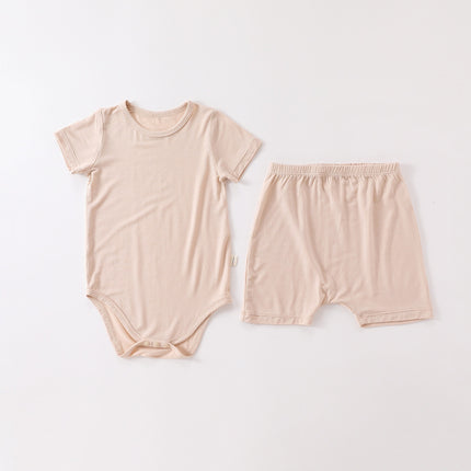 Wholesale Toddler Baby Summer Solid Color Bodysuit Shorts Set