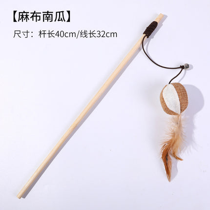 Wholesale Cat Toys Hemp Rope Cat Teasing Rod Wooden Handle Mouse Cat Teasing Stick