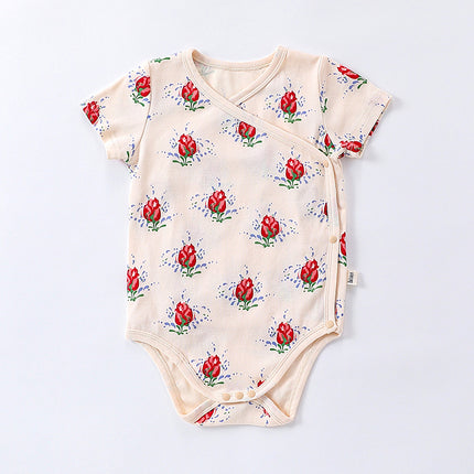 Baby Spring Summer Short-sleeved Side-opening Belly-protecting Triangle Rompers