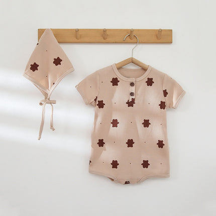 Newborn Baby Onesie Infant Summer Waffle Print Romper Bodysuit