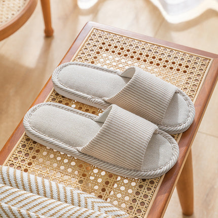 Women's Spring Summer Household Non-slip Cotton and Linen Soft-soled Slippers 