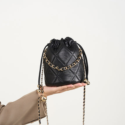 Women's High-end Chain Leather Mini Bag Crossbody Bucket Bag