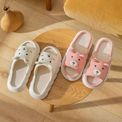 Wholesale Home Non-slip Cute Cotton and Linen Thick-soled Slippers