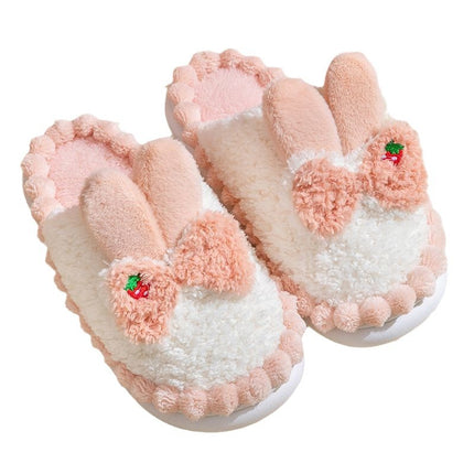 Wholesale Women's Winter Cute Cartoon Bow Rabbit Warm Faux Fur Slippers 