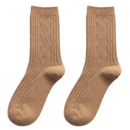 Women's Autumn Winter Mid-calf Socks Thickened Wool Socks Warm Striped Stockings