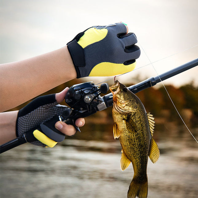 Wholesale Spring Summer Outdoor Sun Protection Mesh Half-finger Fishing Gloves