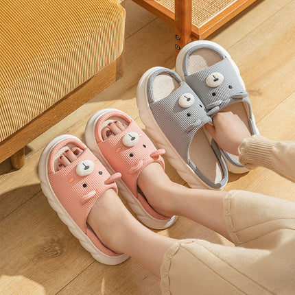 Wholesale Home Non-slip Cute Cotton and Linen Thick-soled Slippers