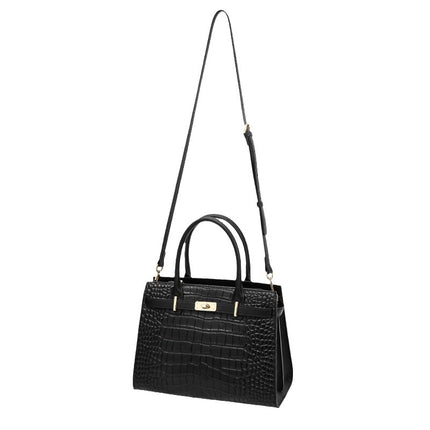 Women's Genuine Leather Handbag Large Capacity Crocodile Pattern Cowhide Crossbody Bag 