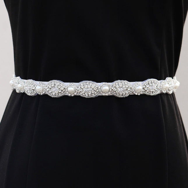 Hand-sewn High-end Wedding Dress Pearl Belt Bride Rhinestone Girdle