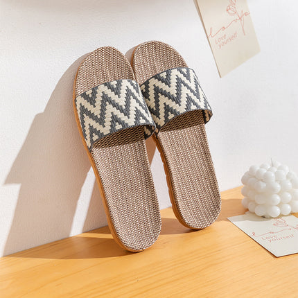 Men's and Women's Summer Linen Straw Rattan Home Non-slip Soft-soled Slippers