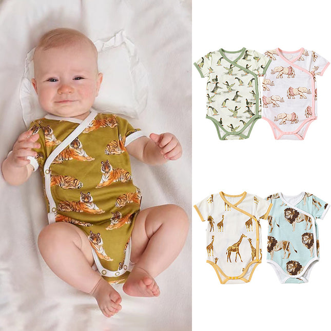 Newborn Jumpsuit Short-sleeved Baby Cotton Thin Romper Triangle Bodysuit