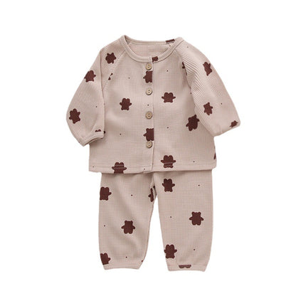 Wholesale Baby Cotton Waffle Spring Suit Infant Long Sleeve Split Two-piece Coat