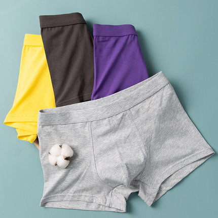 Men's Pure Cotton Breathable Solid Color Sports Loose Boxer Briefs