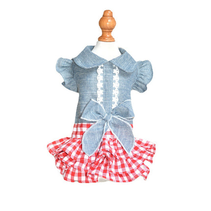 Teddy Dog Pet Denim Dress Dog Spring Summer Thin Breathable Princess Dress