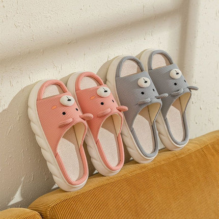 Wholesale Home Non-slip Cute Cotton and Linen Thick-soled Slippers