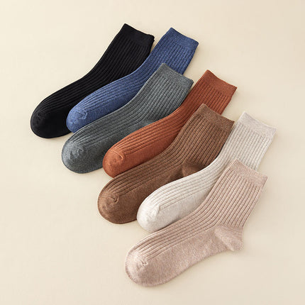 Wholesale Men's Autumn Winter Solid Color Vertical Stripes Long Cotton Socks