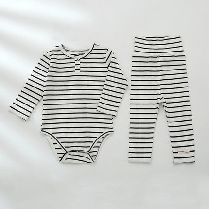 Wholesale Autumn Baby Romper Baby Long Sleeve Newborn Striped Cotton Two-piece Set