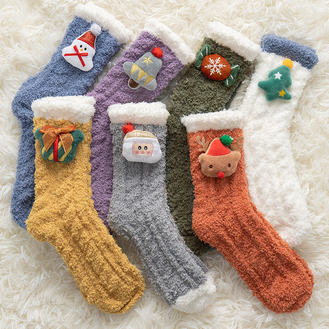 Women's Winter Thickened Warm Cute Gift Christmas Floor Socks Coral Fleece Socks