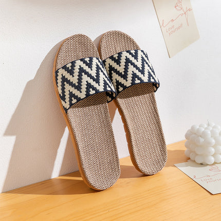 Men's and Women's Summer Linen Straw Rattan Home Non-slip Soft-soled Slippers